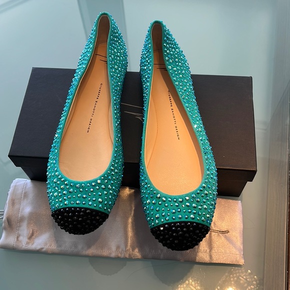 Women’s shoes, ballerina Giuseppe, Zanotti turquoise Crystal size 10–40